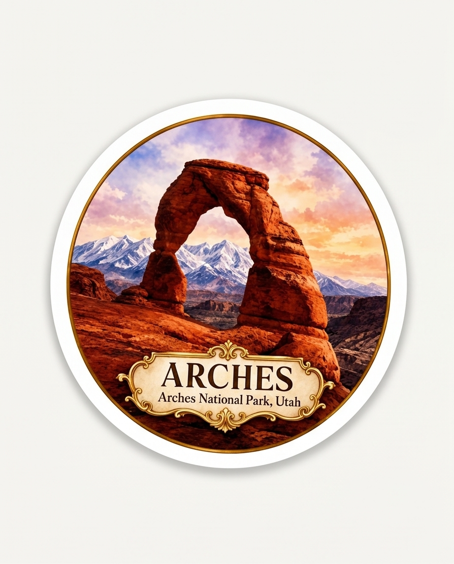 Arches National Park Utah Sticker – Delicate Arch Scenic Souvenir Decal