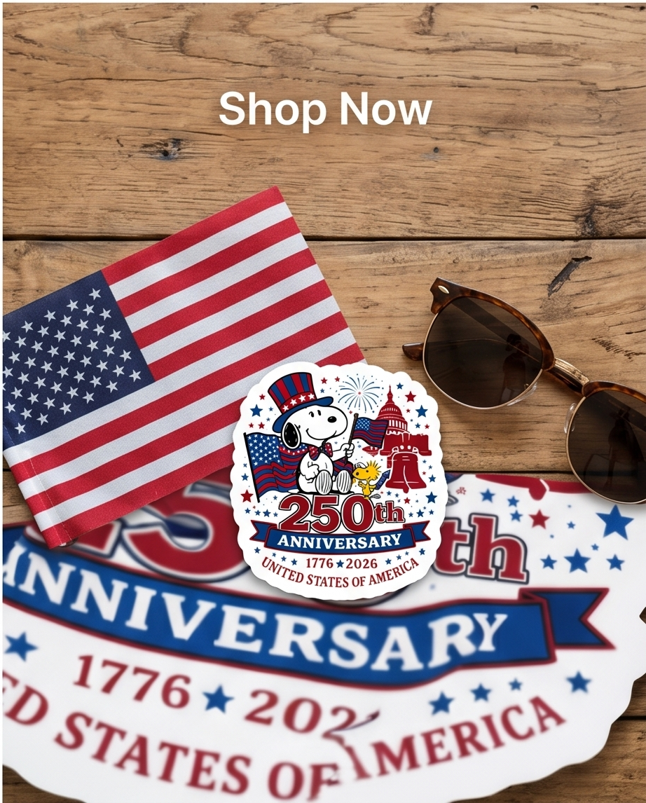 America 250th Anniversary Patriotic Snoopy Sticker – USA 1776–2026 Celebration Decal