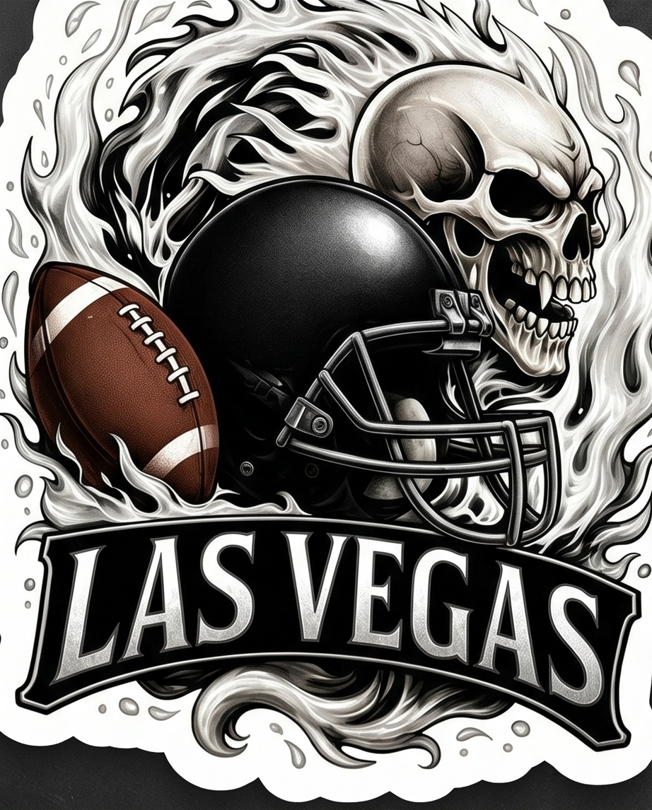 Las Vegas Football Fan Sticker – Skull & Helmet Sports Decal