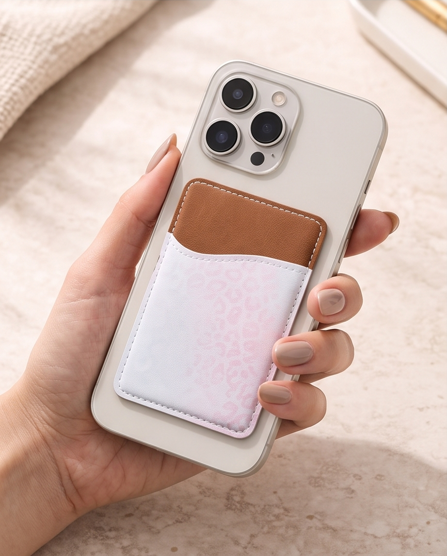 Blush Leopard Leather Phone Cardholder ✨📱
