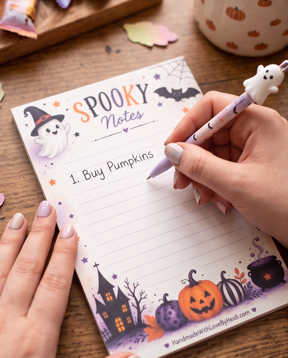 Halloween Notepad, Spooky Notes Memo Pad, Cute Ghost Stationery, Pumpkin Notepad, Fall Desk Accessories, Halloween Gift