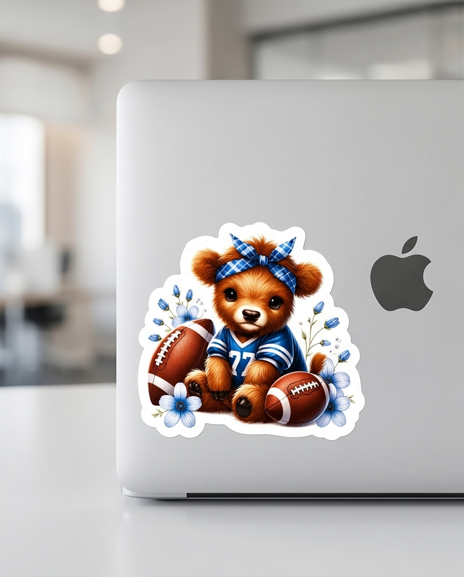 Football Bear Sticker – Cute Game Day Bear Decal for Football Fans
