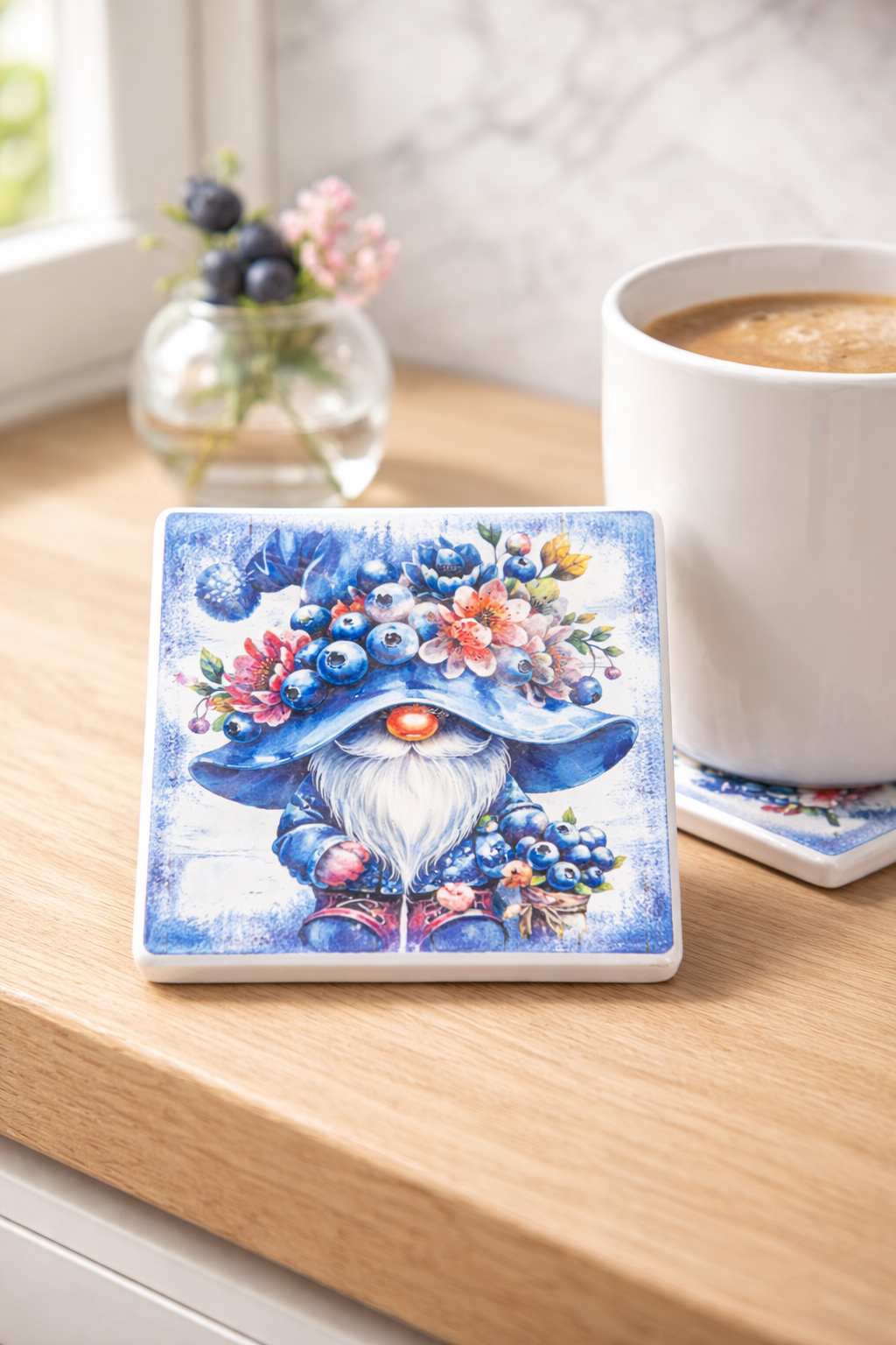 Blueberry Blossom Gnome Coaster ✨🍄