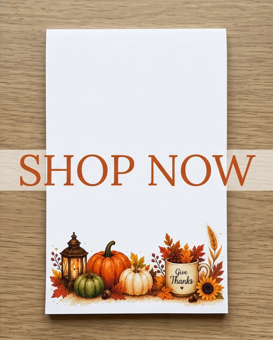 Thankful Notes Notepad | Thanksgiving Notepad | Fall Memo Pad | Pumpkin Stationery | Turkey Notepad | Autumn Notes Pad | Gratitude Journal