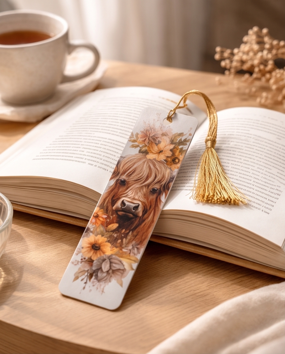 Highland Cow Autumn Bookmark 🐮🍂