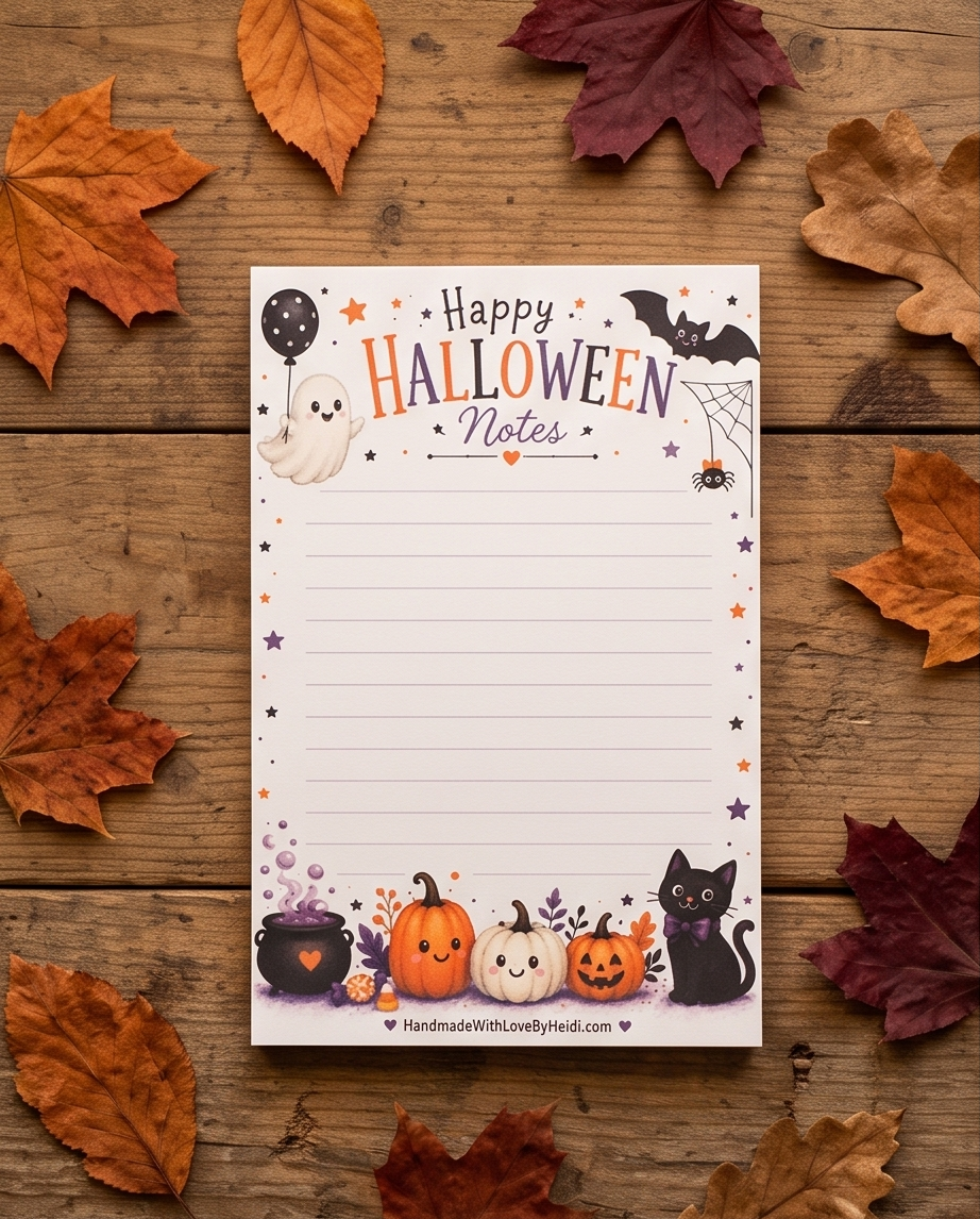 Happy Halloween Notes Notepad | Cute Fall Stationery | Autumn Ghost & Pumpkin Pad