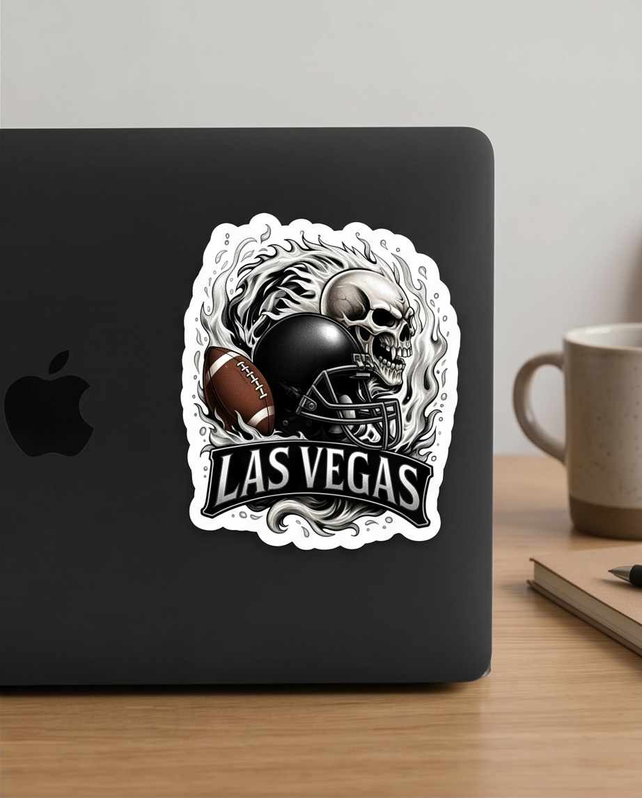 Las Vegas Football Fan Sticker – Skull & Helmet Sports Decal