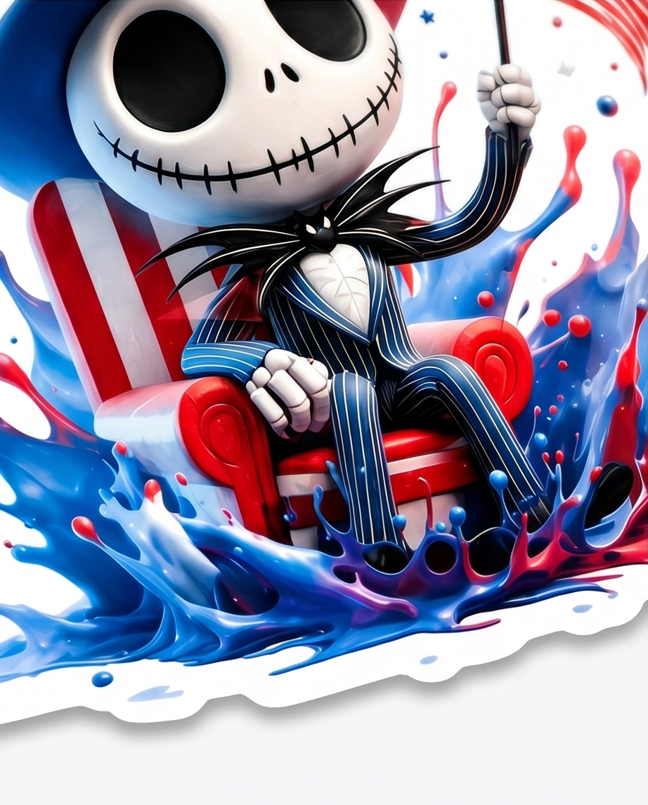 Patriotic Skeleton Uncle Sam Sticker – Red, White & Blue Gothic Americana Decal