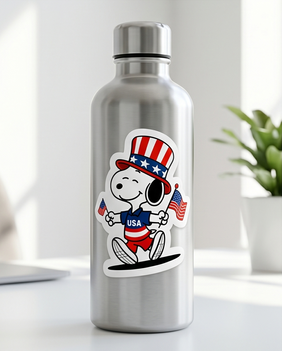 Patriotic Snoopy USA Sticker – Red, White & Blue American Pride Decal