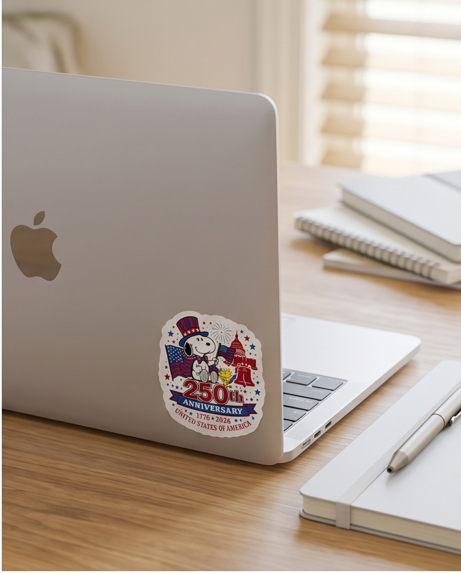 America 250th Anniversary Patriotic Snoopy Sticker – USA 1776–2026 Celebration Decal