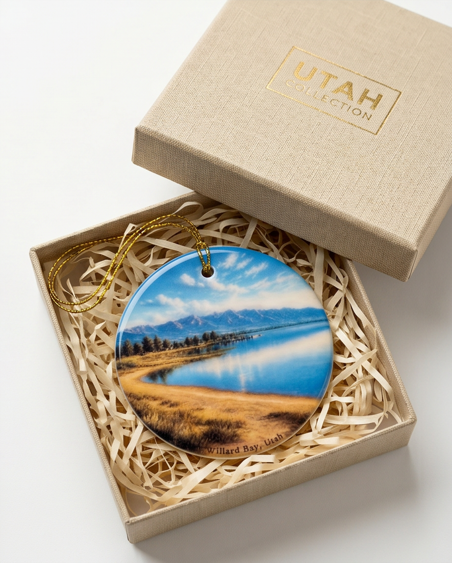 Willard Bay Utah Scenic Ceramic Ornament