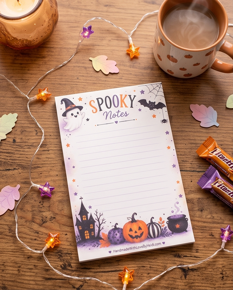 Halloween Notepad, Spooky Notes Memo Pad, Cute Ghost Stationery, Pumpkin Notepad, Fall Desk Accessories, Halloween Gift