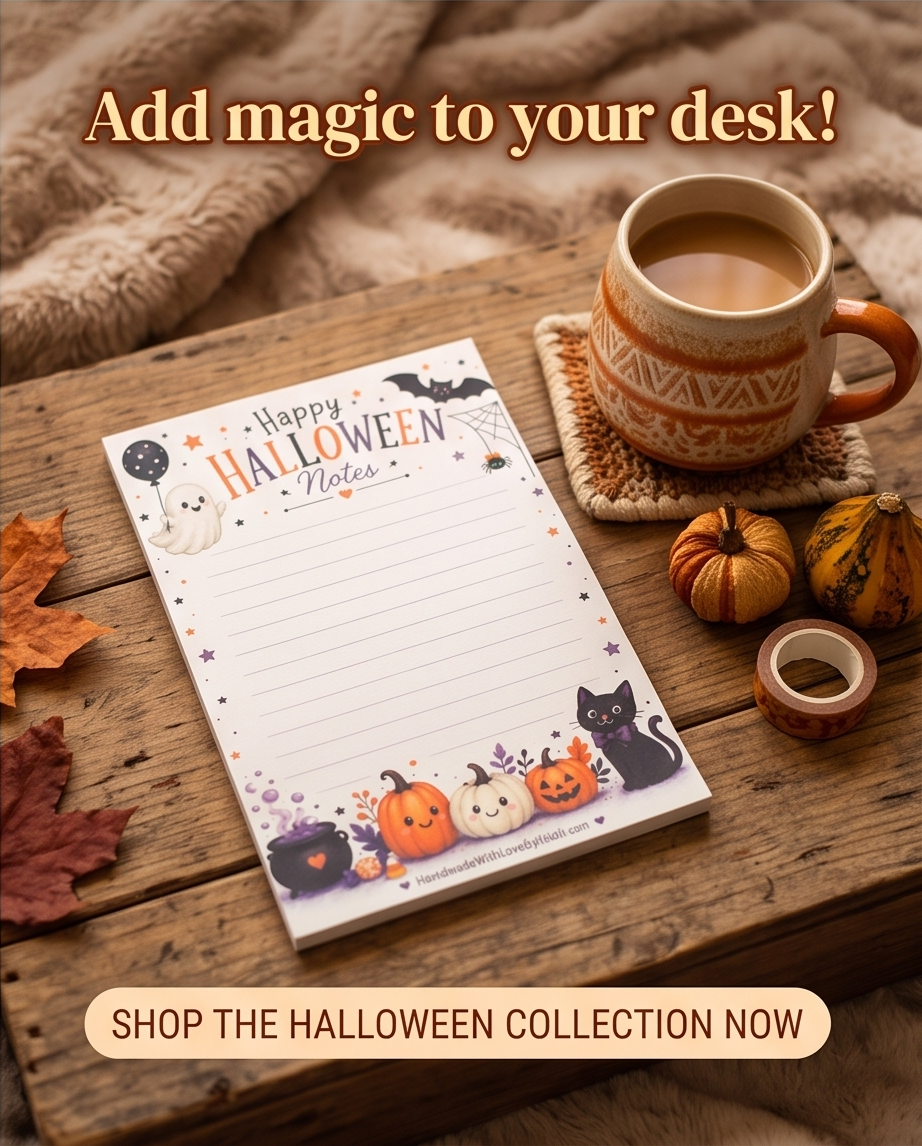 Happy Halloween Notes Notepad | Cute Fall Stationery | Autumn Ghost & Pumpkin Pad