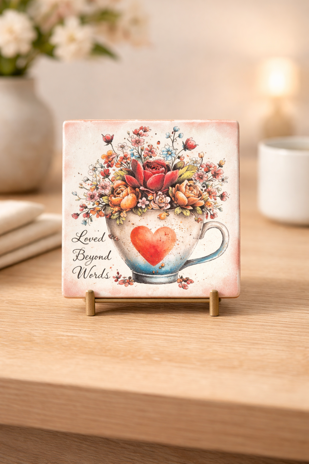 Loved Beyond Words Floral Teacup Plaque 🌸✨