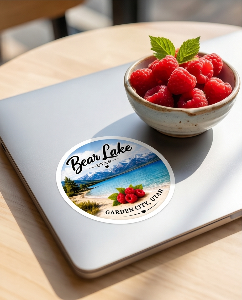 Bear Lake Utah Raspberry Beach Sticker – Garden City Utah Souvenir Decal