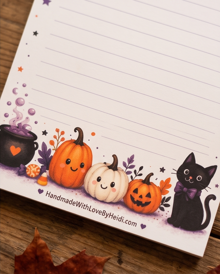 Happy Halloween Notes Notepad | Cute Fall Stationery | Autumn Ghost & Pumpkin Pad
