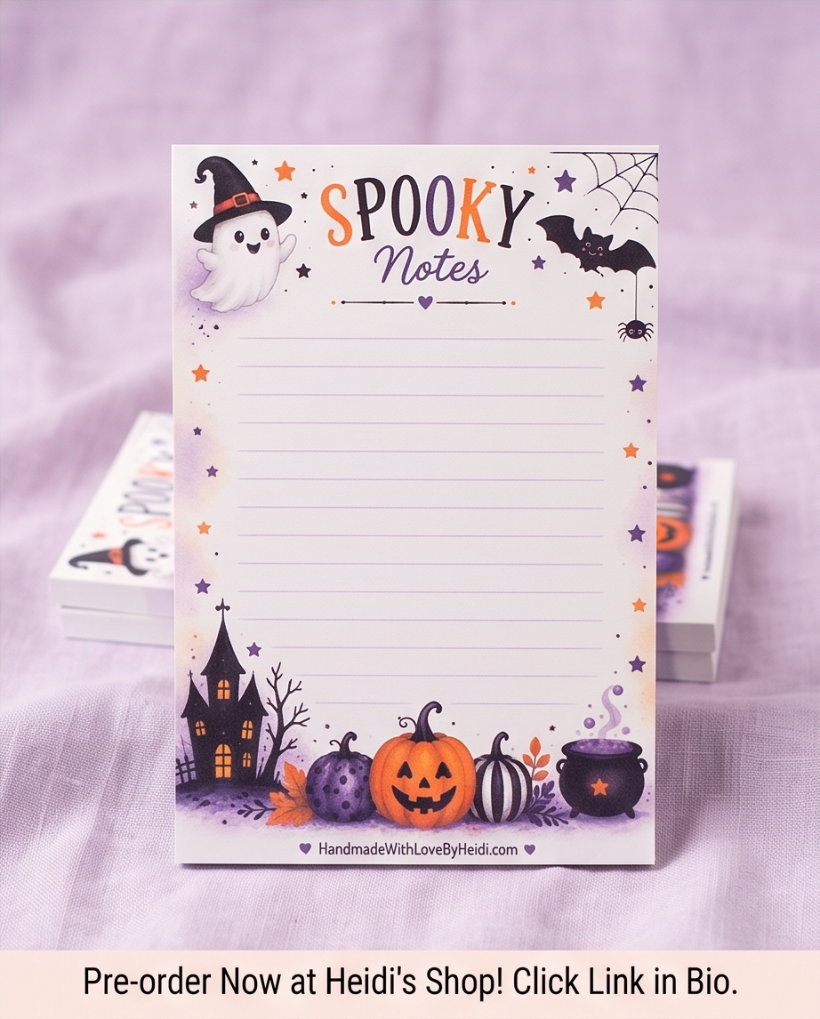 Halloween Notepad, Spooky Notes Memo Pad, Cute Ghost Stationery, Pumpkin Notepad, Fall Desk Accessories, Halloween Gift
