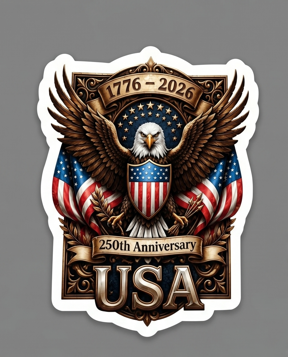 USA 250th Anniversary Eagle Sticker – Patriotic America 1776–2026 Souvenir Decal