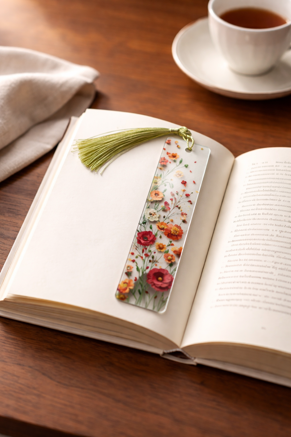 Orange and Red Floral Book Marker
