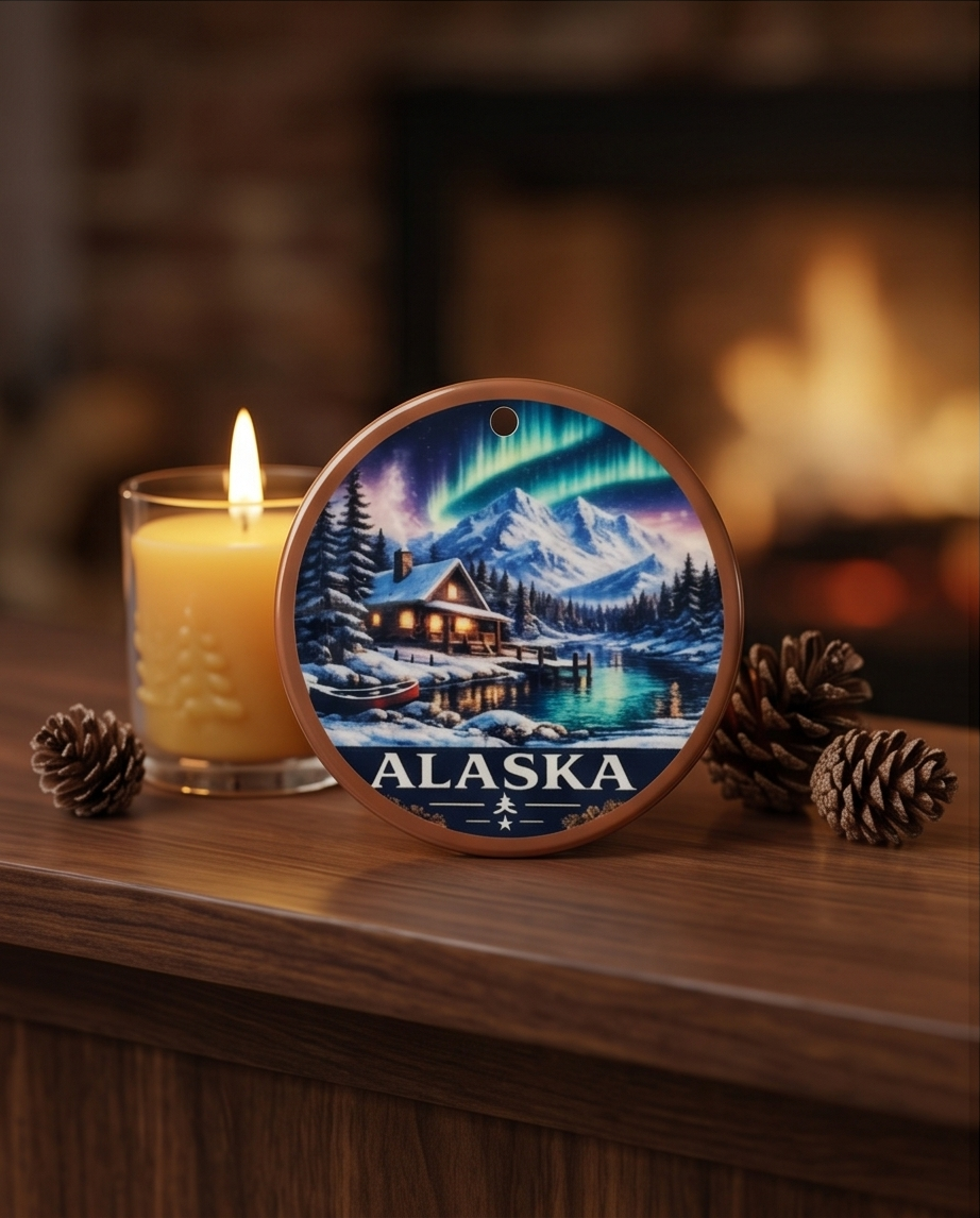 Alaska Cozy Cabin Keepsake Ornament