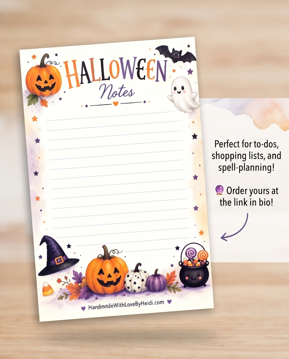 Halloween Notes Notepad | Cute Ghost Memo Pad | Pumpkin Stationery | Fall To Do List Pad | Halloween Desk Accessories | Spooky Gift