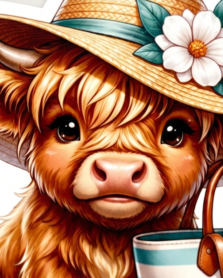 Beach Day Highland Cow Sticker – Cute Summer Vacation Cow Decal