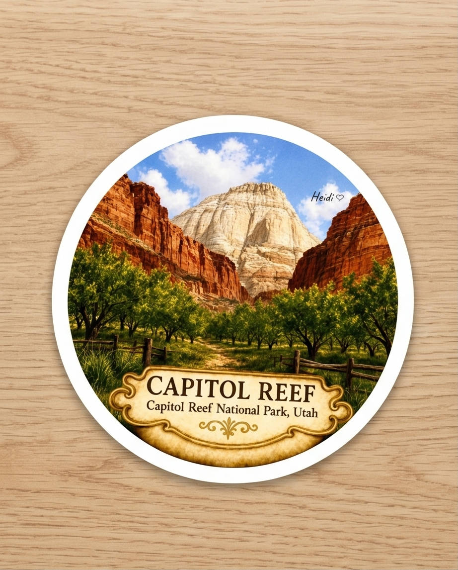 Capitol Reef National Park Utah Sticker – Scenic Desert Landscape Souvenir Decal