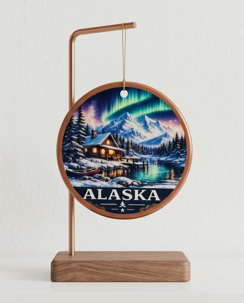 Alaska Cozy Cabin Keepsake Ornament