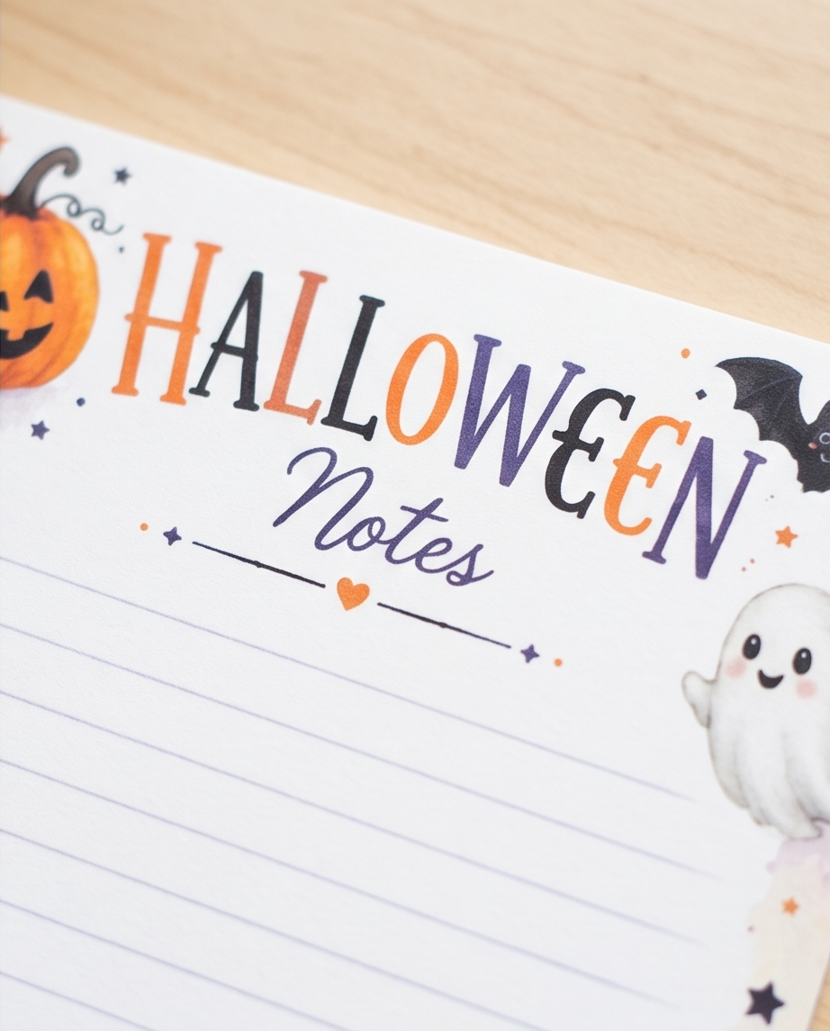 Halloween Notes Notepad | Cute Ghost Memo Pad | Pumpkin Stationery | Fall To Do List Pad | Halloween Desk Accessories | Spooky Gift