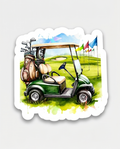 Golf Cart Watercolor Sticker – Golf Lover Scenic Decal