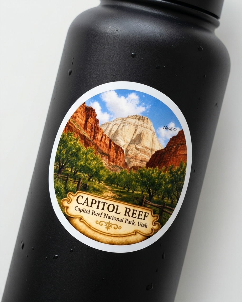 Capitol Reef National Park Utah Sticker – Scenic Desert Landscape Souvenir Decal