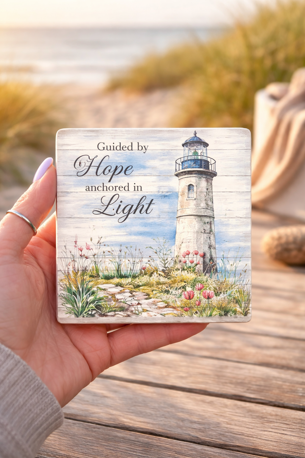 Guided by Hope, Anchored in Light Lighthouse Plaque ✨🌿