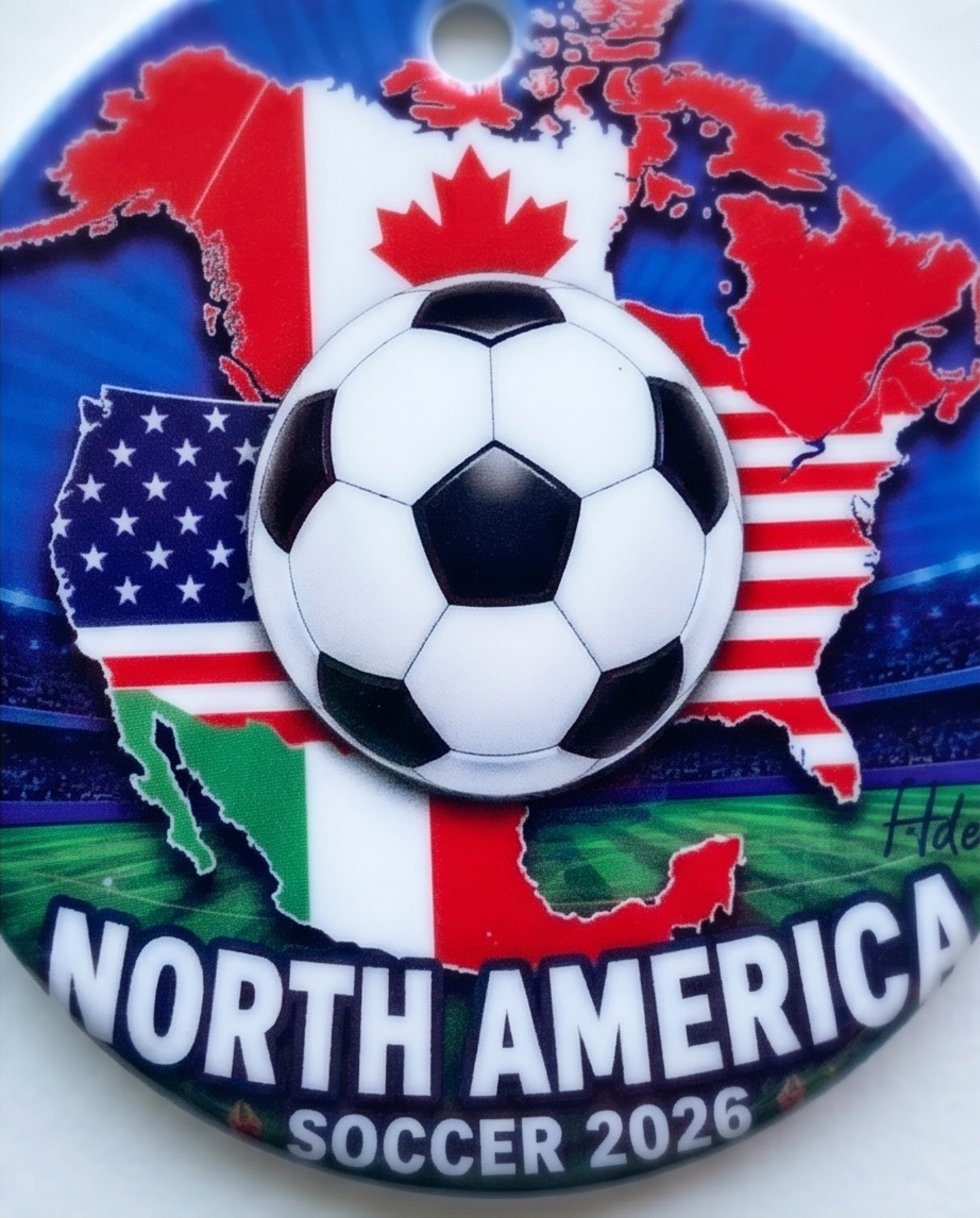 North America Soccer 2026 Ornament – Canada, USA & Mexico Design