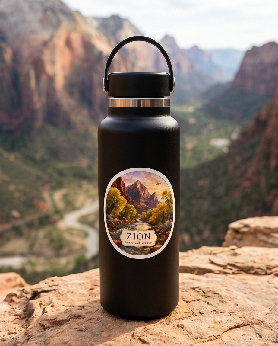 Zion National Park Utah Sticker – Riverside Canyon Scenic Souvenir Decal