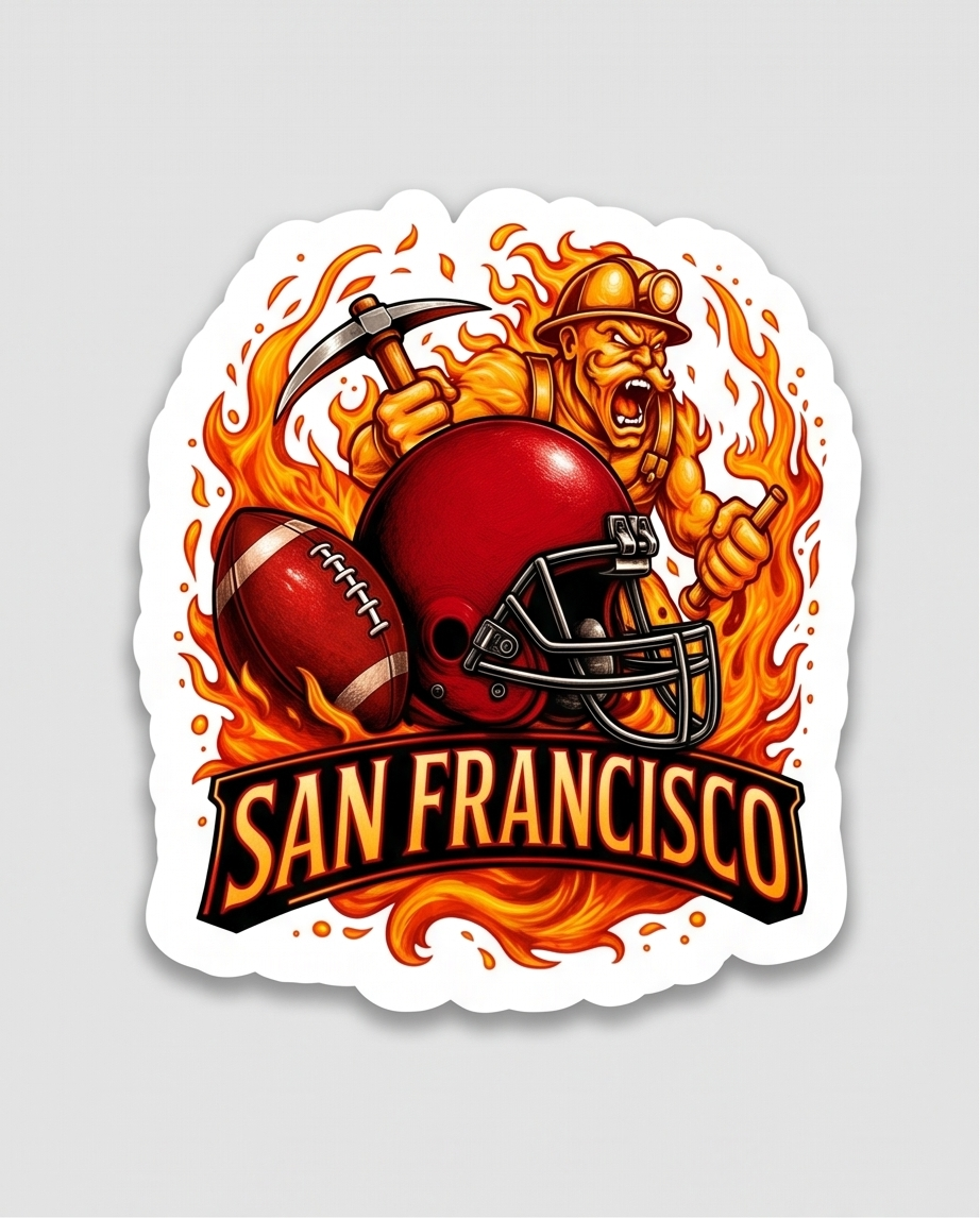 San Francisco Football Fan Sticker – Fiery Game Day Sports Decal