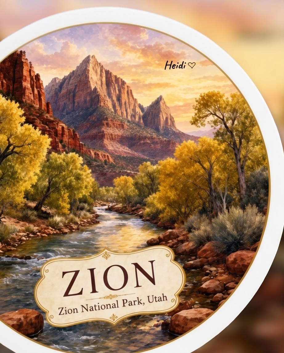 Zion National Park Utah Sticker – Riverside Canyon Scenic Souvenir Decal
