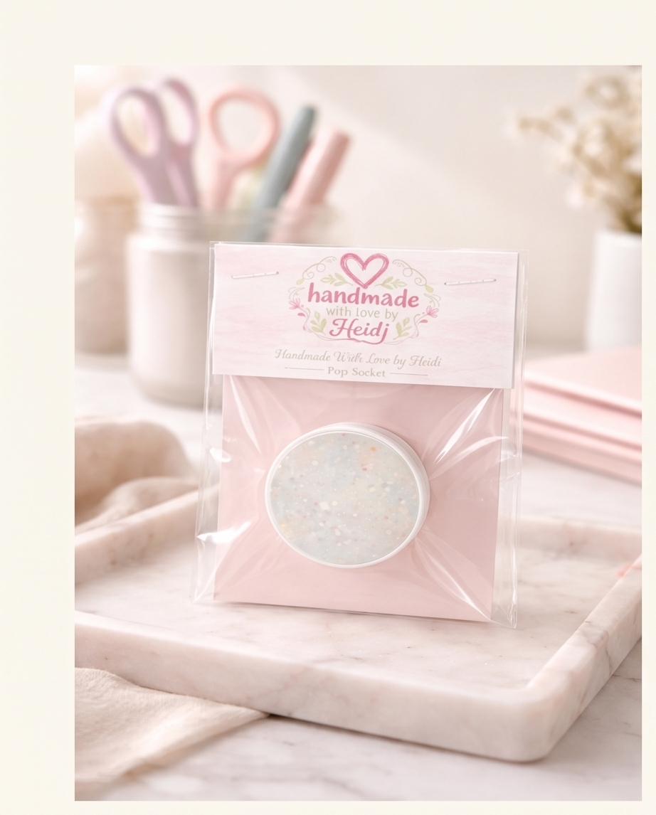 Pastel Sparkle Phone Grip | White Iridescent Glitter Look Phone Holder | Cute Shimmer Phone Accessory | Gift for Her
