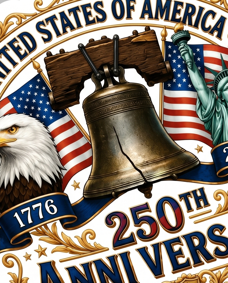 United States of America 250th Anniversary Sticker – Liberty Bell Patriotic USA 1776–2026 Decal