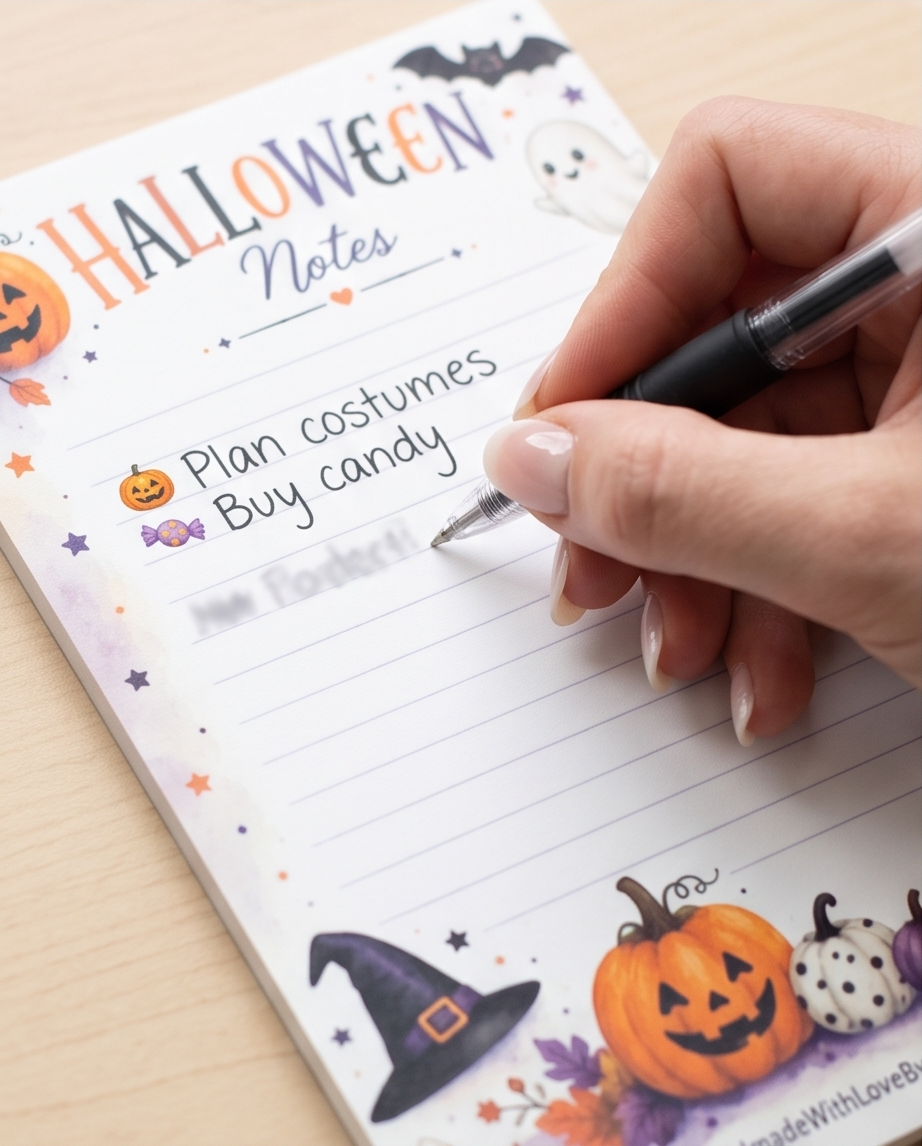 Halloween Notes Notepad | Cute Ghost Memo Pad | Pumpkin Stationery | Fall To Do List Pad | Halloween Desk Accessories | Spooky Gift