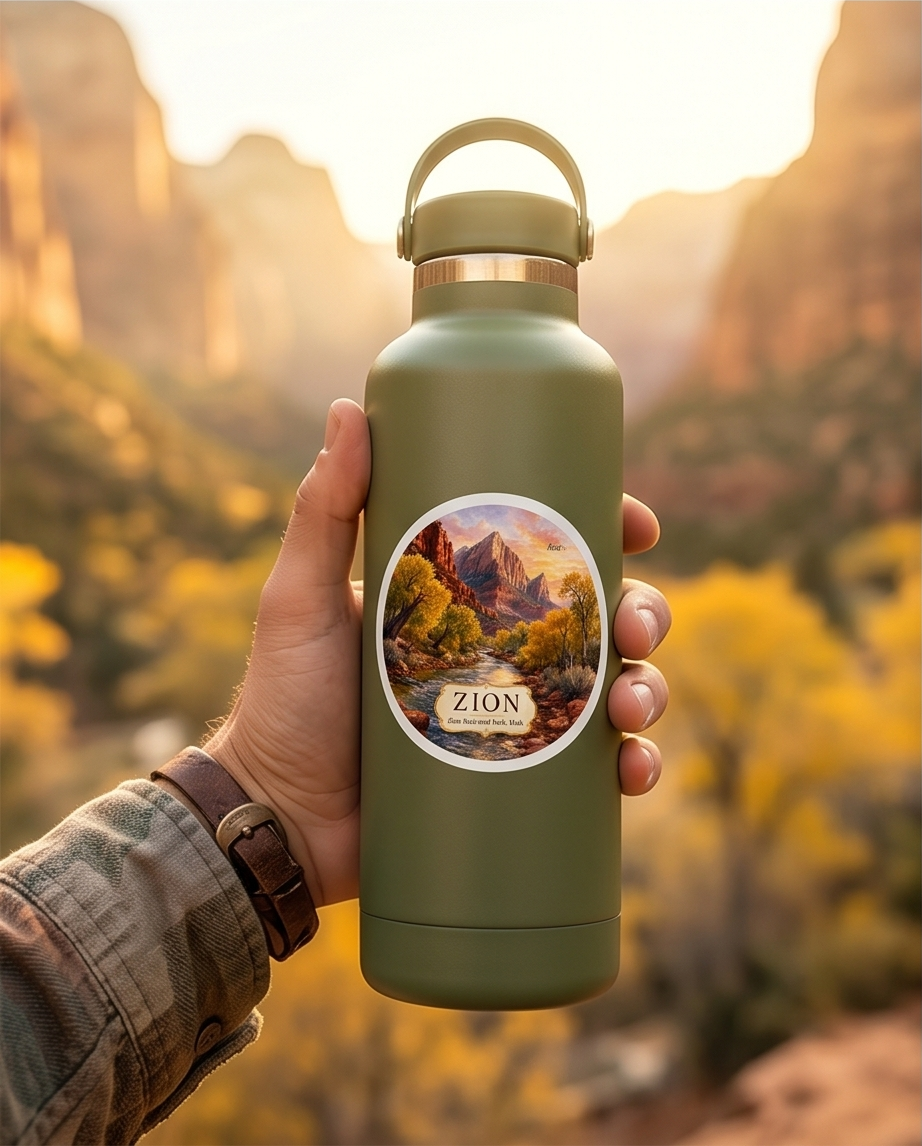 Zion National Park Utah Sticker – Scenic Canyon Landscape Souvenir Decal