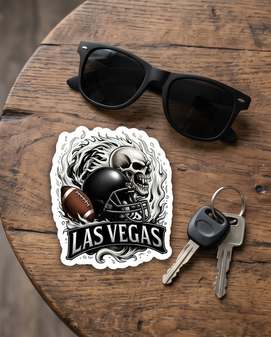 Las Vegas Football Fan Sticker – Skull & Helmet Sports Decal
