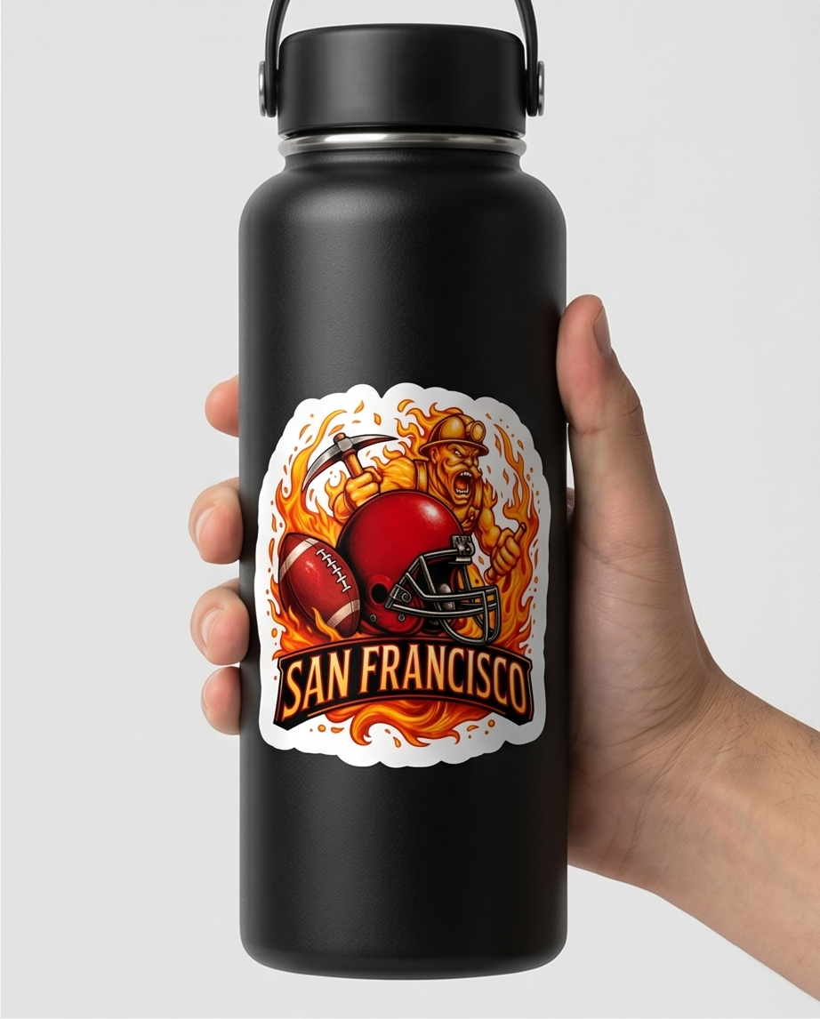 San Francisco Football Fan Sticker – Fiery Game Day Sports Decal