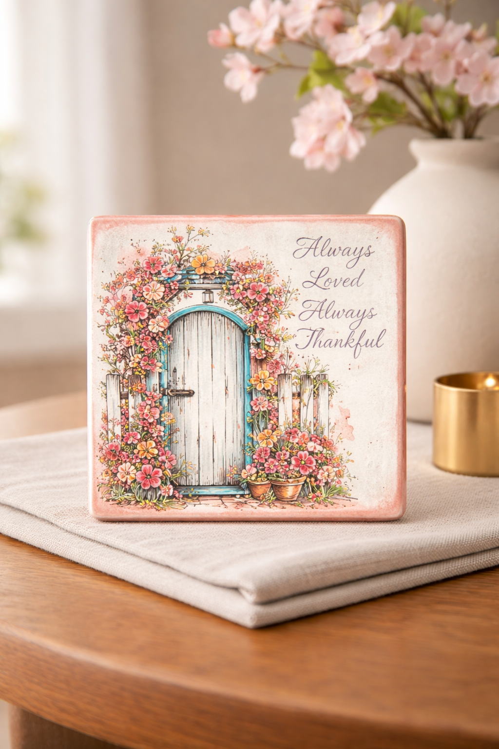 Always Loved, Always Thankful Floral Door Plaque ✨🌿