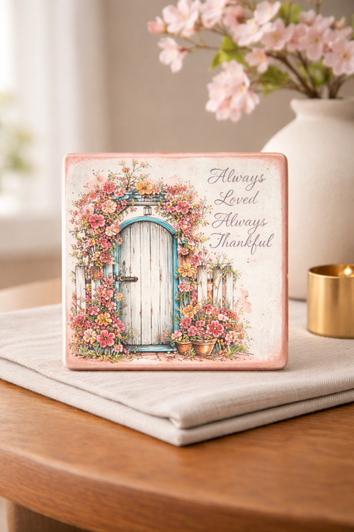 Always Loved, Always Thankful Floral Door Plaque ✨🌿