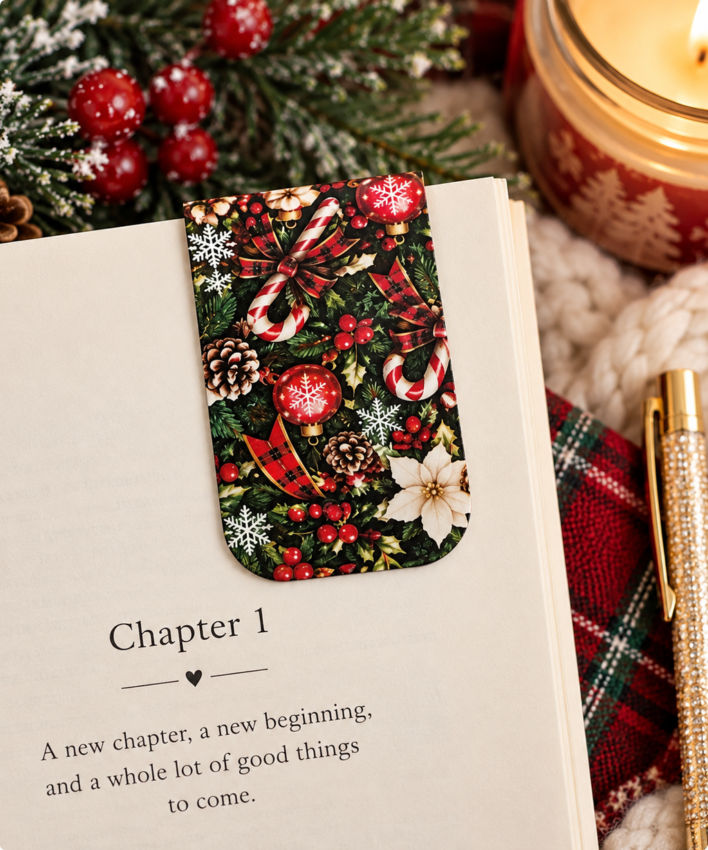 Candy Cane Christmas Magnetic Bookmark
