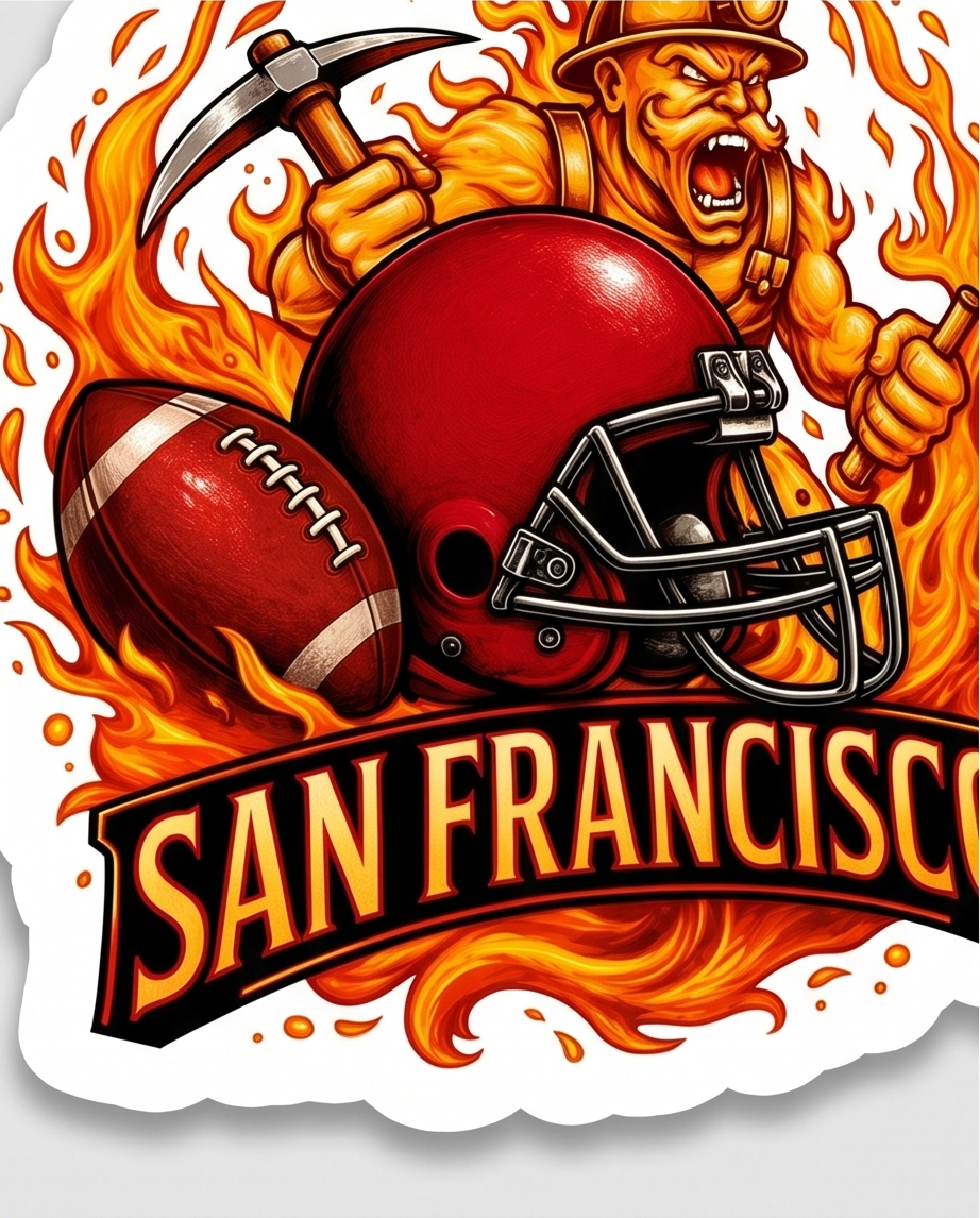 San Francisco Football Fan Sticker – Fiery Game Day Sports Decal