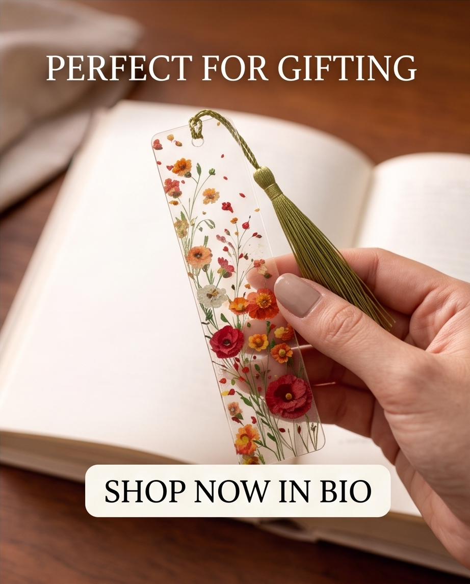 Orange and Red Floral Book Marker