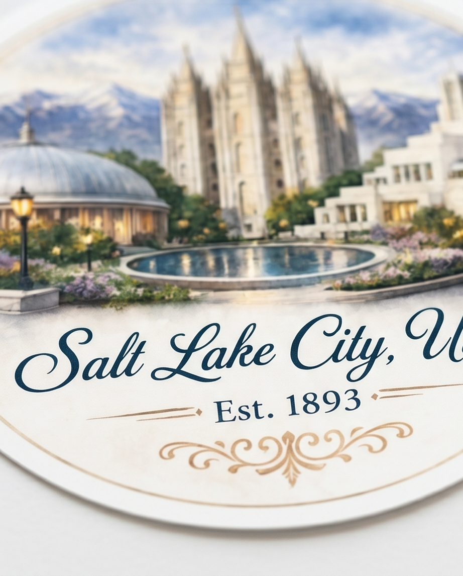 Salt Lake City Utah Temple Square Sticker – Historic Utah Landmark Souvenir Decal