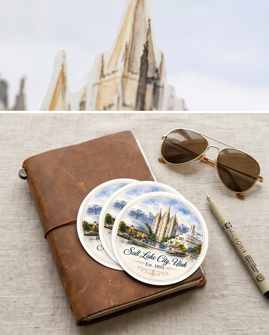 Salt Lake City Utah Temple Square Sticker – Historic Utah Landmark Souvenir Decal