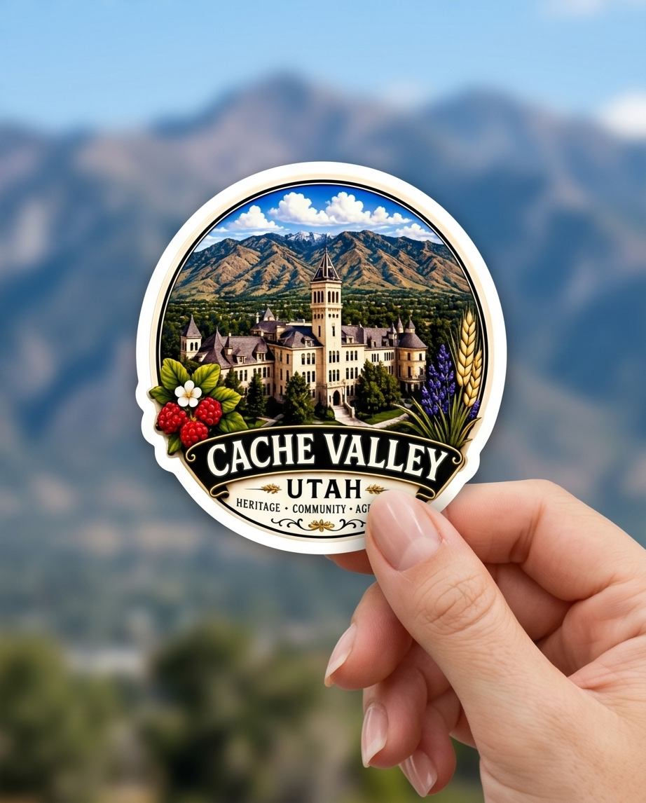 Cache Valley Utah Sticker – Heritage, Community & Agriculture Scenic Decal